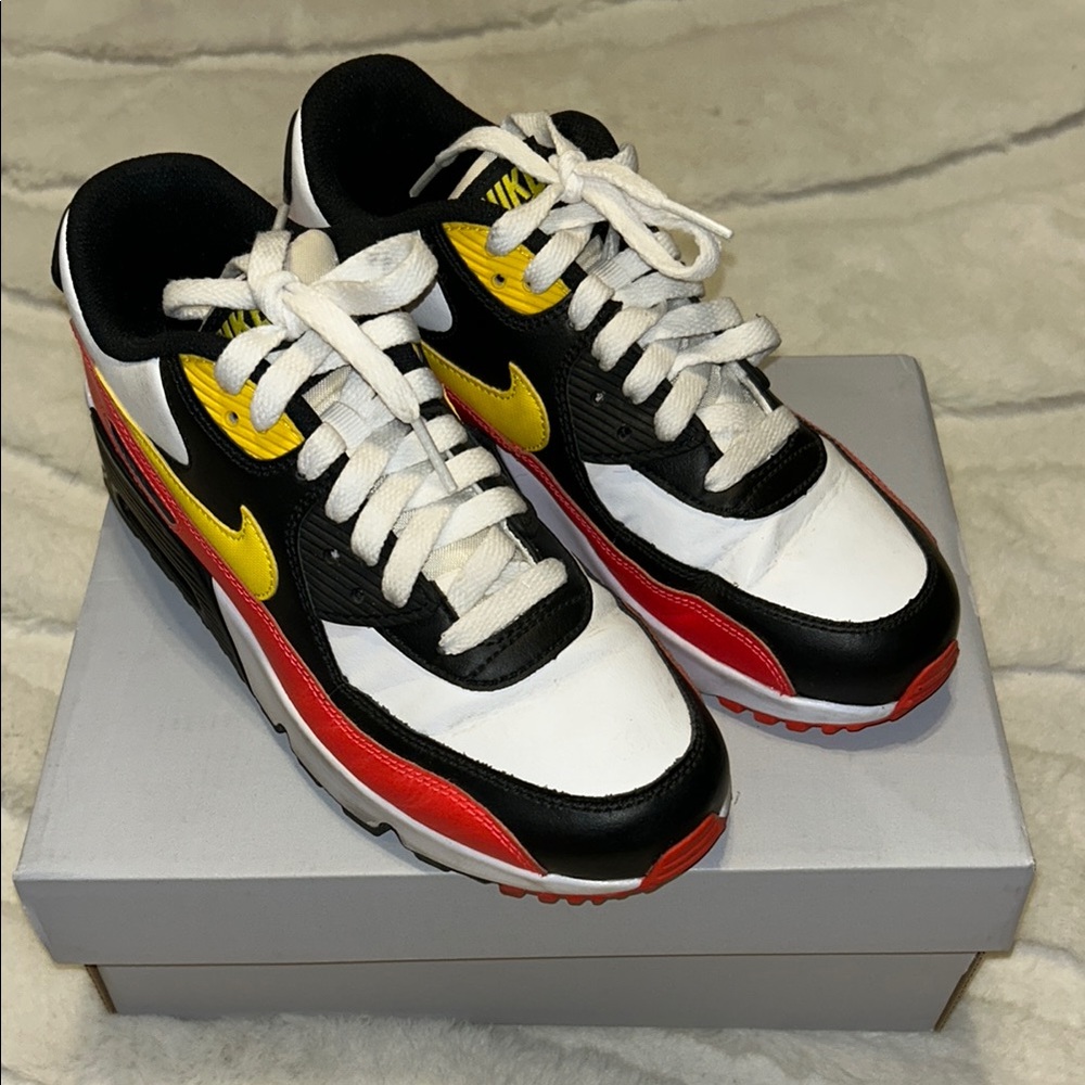 Nike Air Max Sneakers - Black, White, Red, Yellow Accents